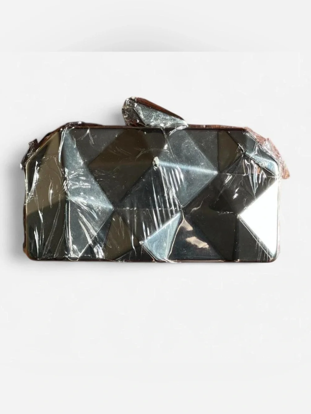 NWT Silver Geometric Mirror Clutch Crossbody Bag